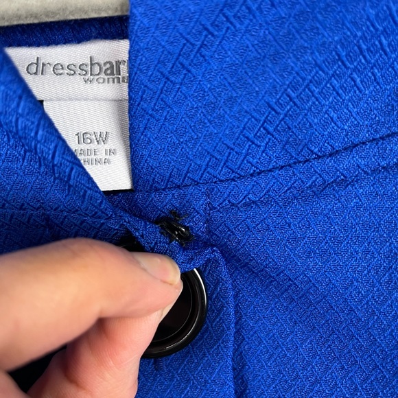 Dress Barn Woman Blue Cropped Blazer Jacket Button Front 16W Short Sleeve - Picture 5 of 11